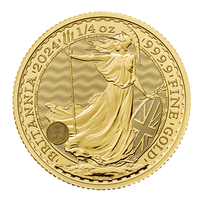 A picture of a 1/4 oz Gold Britannia Coin (2024)